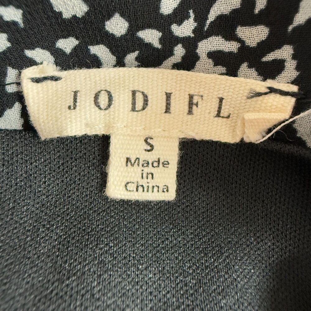 Jodifl Women's Long Sleeve Tiered Cheetah Print Dress Black White Size S - Picture 4 of 12